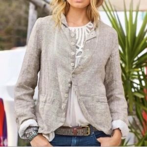 CP Shades • Dree Double Layer Button Front Casual Blazer in Oatmeal